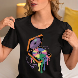 カラフルな溶けたレコードプレーヤー トライブレンドＴシャツ