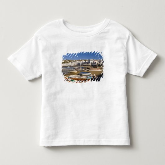 カラフルな漁船のある港町 トドラーTシャツ (正面)