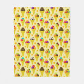 カラフルな漫画のアイスクリームコーン フリースブランケット (正面)