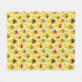 カラフルな漫画のアイスクリームコーン フリースブランケット (正面(横))