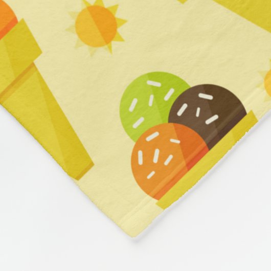 カラフルな漫画のアイスクリームコーン フリースブランケット (角)