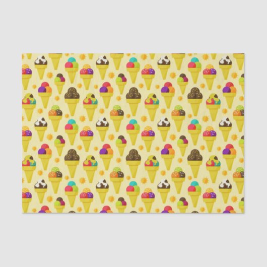 カラフルな漫画のアイスクリームコーン 薄葉紙 (正面)