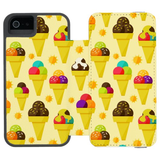 カラフルな漫画のアイスクリームコーン INCIPIO iPhoneウォレットケース (フォリオ Open)