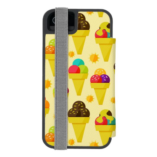 カラフルな漫画のアイスクリームコーン INCIPIO iPhoneウォレットケース (フォリオ裏面)