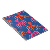 カラフルな漫画のタコの水彩パターン ノートブック (右側)