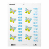 カラフルな漫画の蝶 ラベル (フルシート)