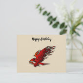 カラフルな漫画の赤と黒のワシ タカ ファルコン ポストカード (スタンド正面)