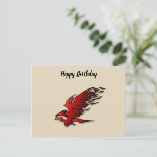 カラフルな漫画の赤と黒のワシ タカ ファルコン ポストカード (スタンド正面)