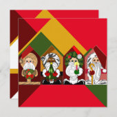 カラフルな漫画サンタクリスマス フラット カード (正面/裏面)