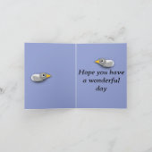 カラフルな漫画スタイルの池とガチョウ、ヒ duck カード (内部)