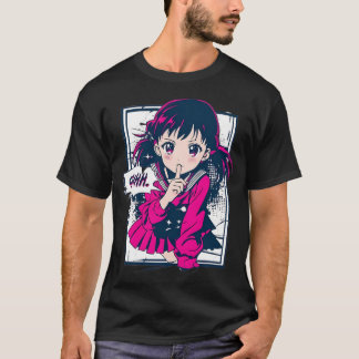 カラフルな漫画スタイルの90年代のアニメ女子のシッシ Tシャツ
