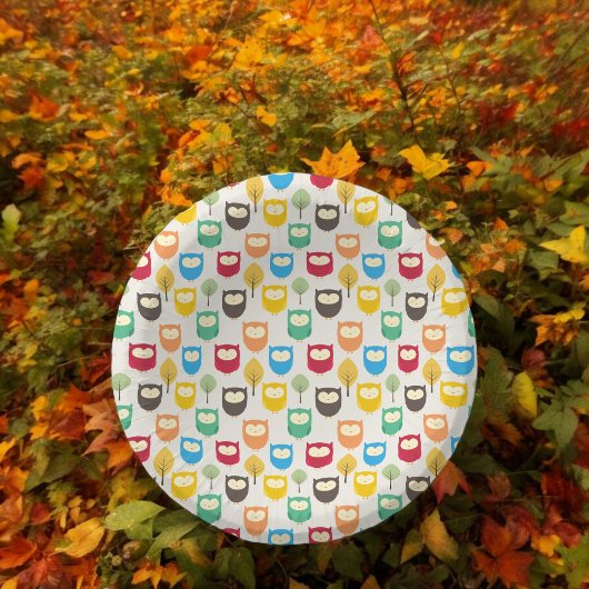カラフルな漫画フクロウの紙皿 ペーパーボウル