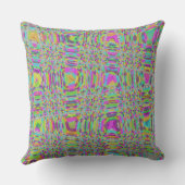 カラフルな点のジグザグ形のピンクの黄色緑の枕 クッション (裏面)
