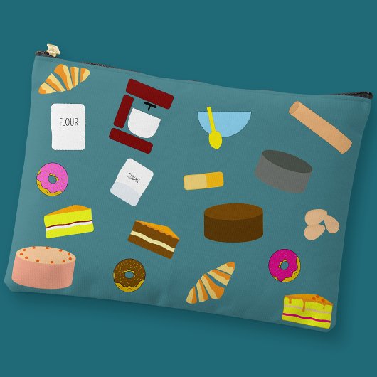 カラフルな焼き菓子とバケツリ用品ポーチ アクセサリーポーチ