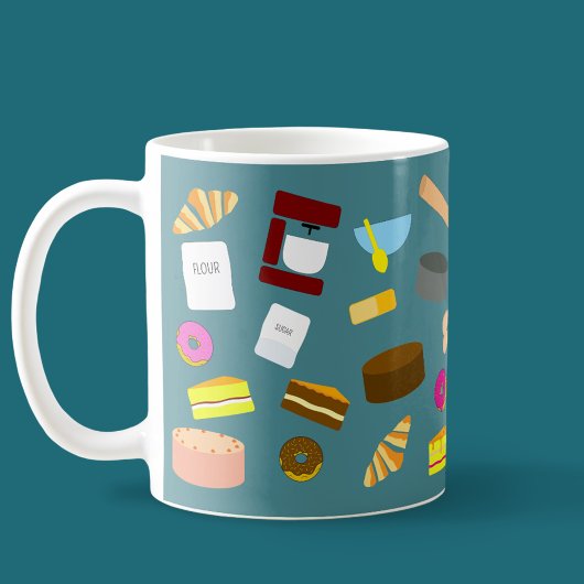 カラフルな焼き菓子と調理器具のコーヒーM コーヒーマグカップ