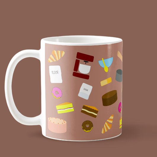 カラフルな焼き菓子と調理器具 コーヒーマグカップ