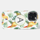 カラフルな熱帯のオウムとモノグラム iPhoneケース (裏面横)