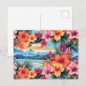 カラフルな熱帯の花と風景 ポストカード (正面/裏面)