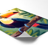 カラフルな熱帯の鳥の水彩画 オオサイチョウ ポスター (角)