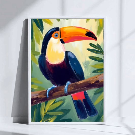 カラフルな熱帯の鳥の水彩画 オオサイチョウ ポスター