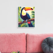 カラフルな熱帯の鳥の水彩画 オオハシ キャンバスプリント (インサイチュ (リビング))