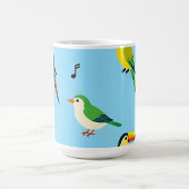 カラフルな熱帯の鳥 パターン コーヒーマグカップ (中央)