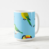 カラフルな熱帯の鳥 パターン コーヒーマグカップ (正面右)