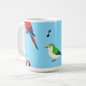 カラフルな熱帯の鳥 パターン コーヒーマグカップ (正面左)
