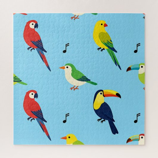 カラフルな熱帯の鳥 パターン ジグソーパズル (縦)