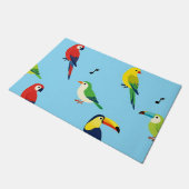 カラフルな熱帯の鳥 パターン ドアマット (アングル)