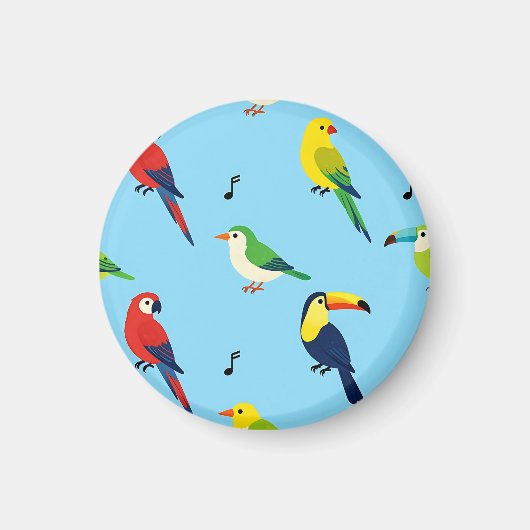 カラフルな熱帯の鳥 パターン マグネット (正面)