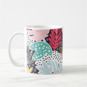 カラフルな熱帯コラージュ海軍マグ コーヒーマグカップ (左)