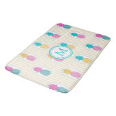 カラフルな熱帯パイナップル黄色のストライプのモノグラム バスマット (アングル)