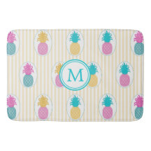 カラフルな熱帯パイナップル黄色のストライプのモノグラム