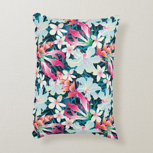 カラフルな熱帯パターン アクセントクッション (裏面(縦))