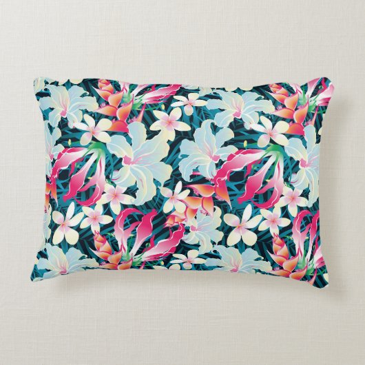 カラフルな熱帯パターン アクセントクッション (裏面)