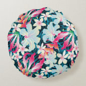 カラフルな熱帯パターン ラウンドクッション (裏面)