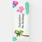 カラフルな熱帯フラミンゴの子供のパーティー 横断幕 (縦)