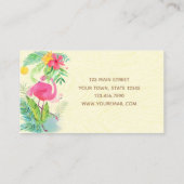 カラフルな熱帯花柄およびフラミンゴ 名刺 (裏面)