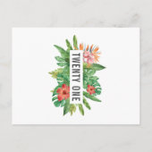 カラフルな熱帯葉の第21誕生会 インビテーションポストカード (裏面)