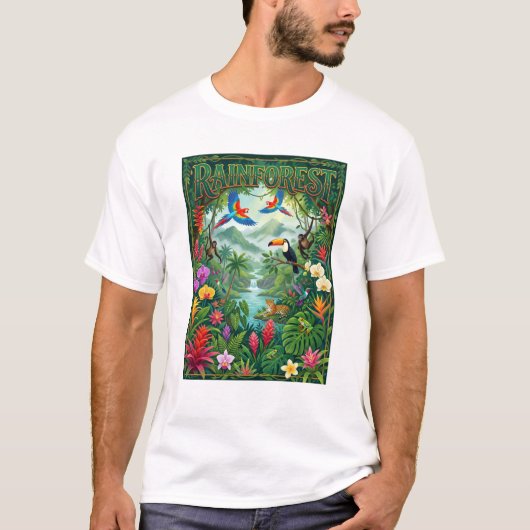 カラフルな熱帯雨林のデザイン Tシャツ (正面)