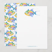カラフルな熱帯魚のオリジナル文房具セット(名入れ不可) ノートカード (正面/裏面)