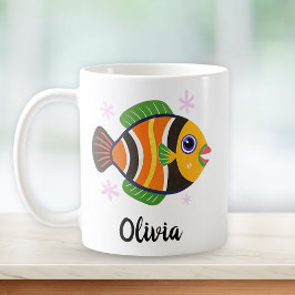 カラフルな熱帯魚のカスタムデザイン コーヒーマグカップ
