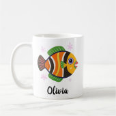 カラフルな熱帯魚のカスタムデザイン コーヒーマグカップ (左)