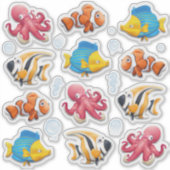 カラフルな熱帯魚のキッズ シール (正面)