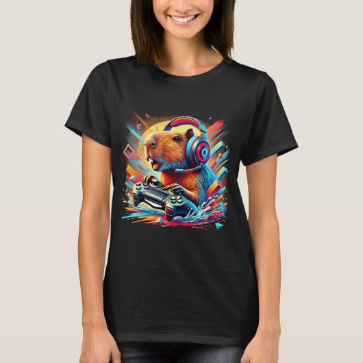 カラフルな熱帯魚のスプラッシュ Tシャツ (正面)