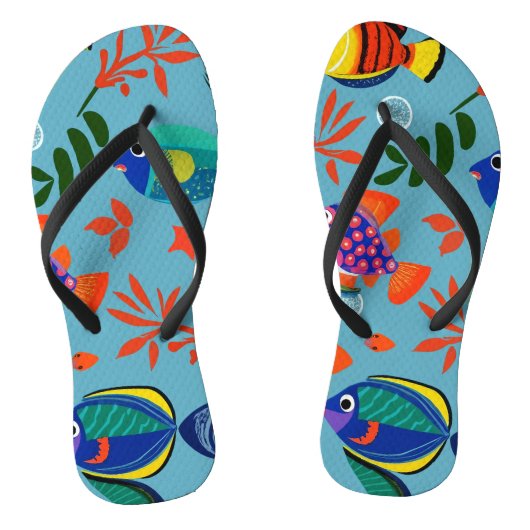 カラフルな熱帯魚の水中パターン ビーチサンダル (ソール)