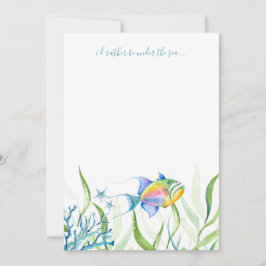 カラフルな熱帯魚の水彩絵葉書カード ノートカード