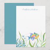 カラフルな熱帯魚の水彩絵葉書カード ノートカード (正面/裏面)