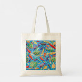 カラフルな熱帯魚アクリル画 トートバッグ (裏面)